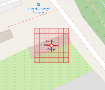 Diagram showing how a house spans multiple What3Words squares